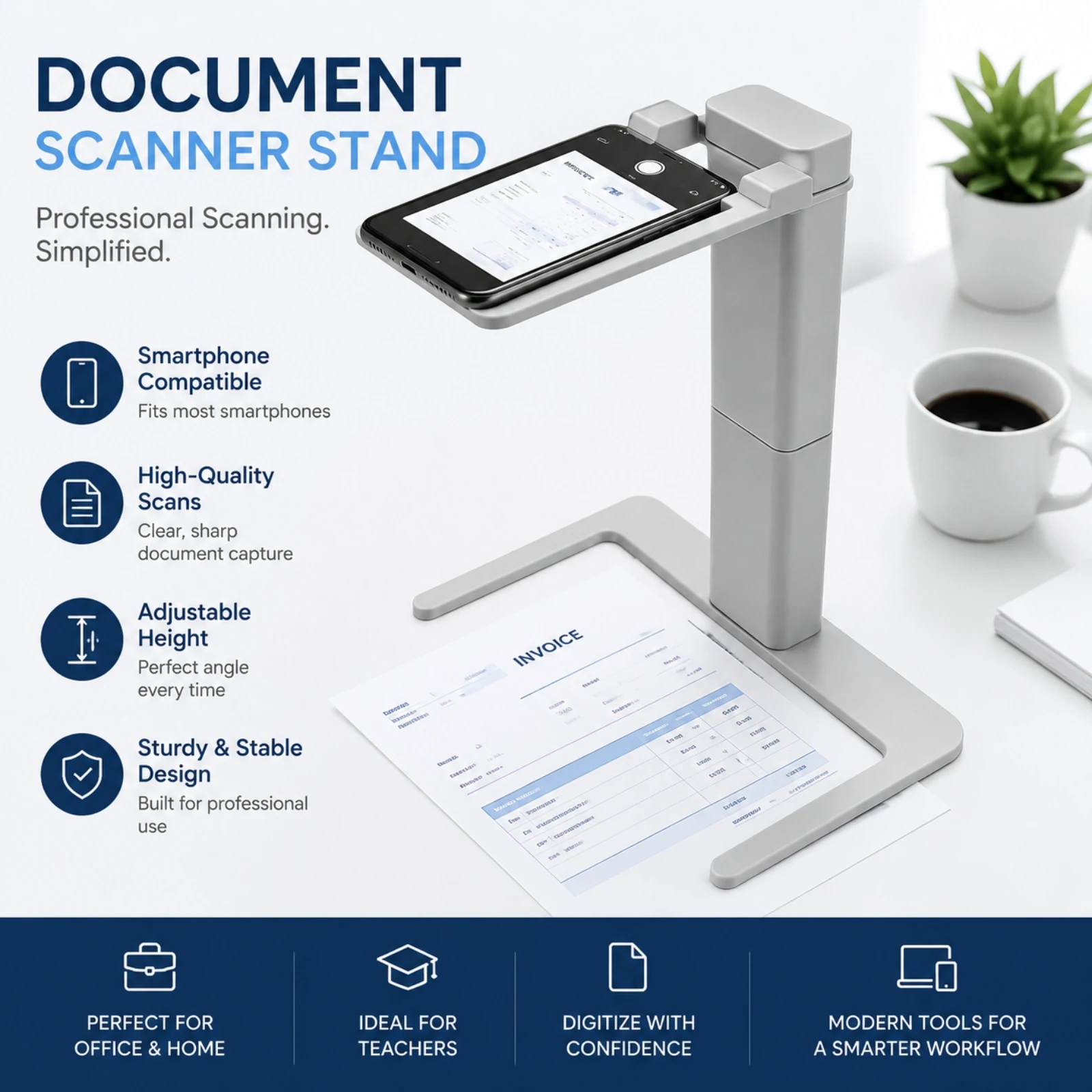 Overhead Phone Camera Stand For Document Scanning Adjustable Photography Bracket Scan The Phone Holder From Above