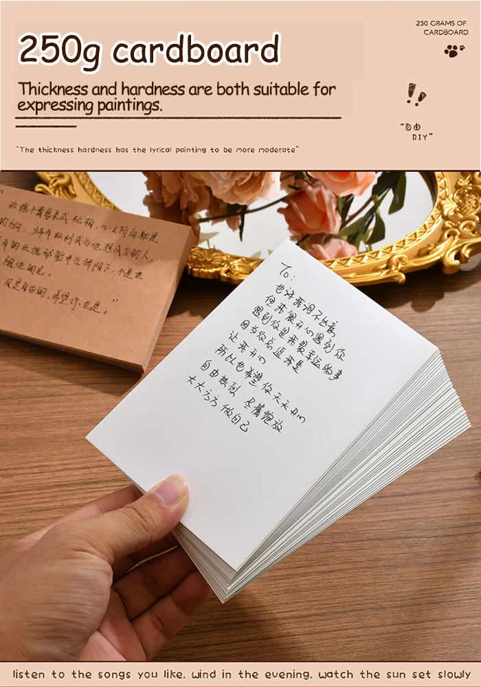 50/100 Stück verdickte leere Hartkarten – leere Bastelkarten, DIY-Kunstaarten, Lernkarten für DIY-Zeichnungen/Flash-Karten/Host-Notizen – Detail 3