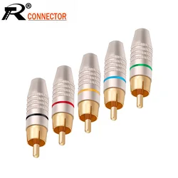 10pcs/lot RCA Male Plug Audio Connector Gold Plated Screw Type Solder-Free Speaker RCA Plug Wire Connector Factory Low Price