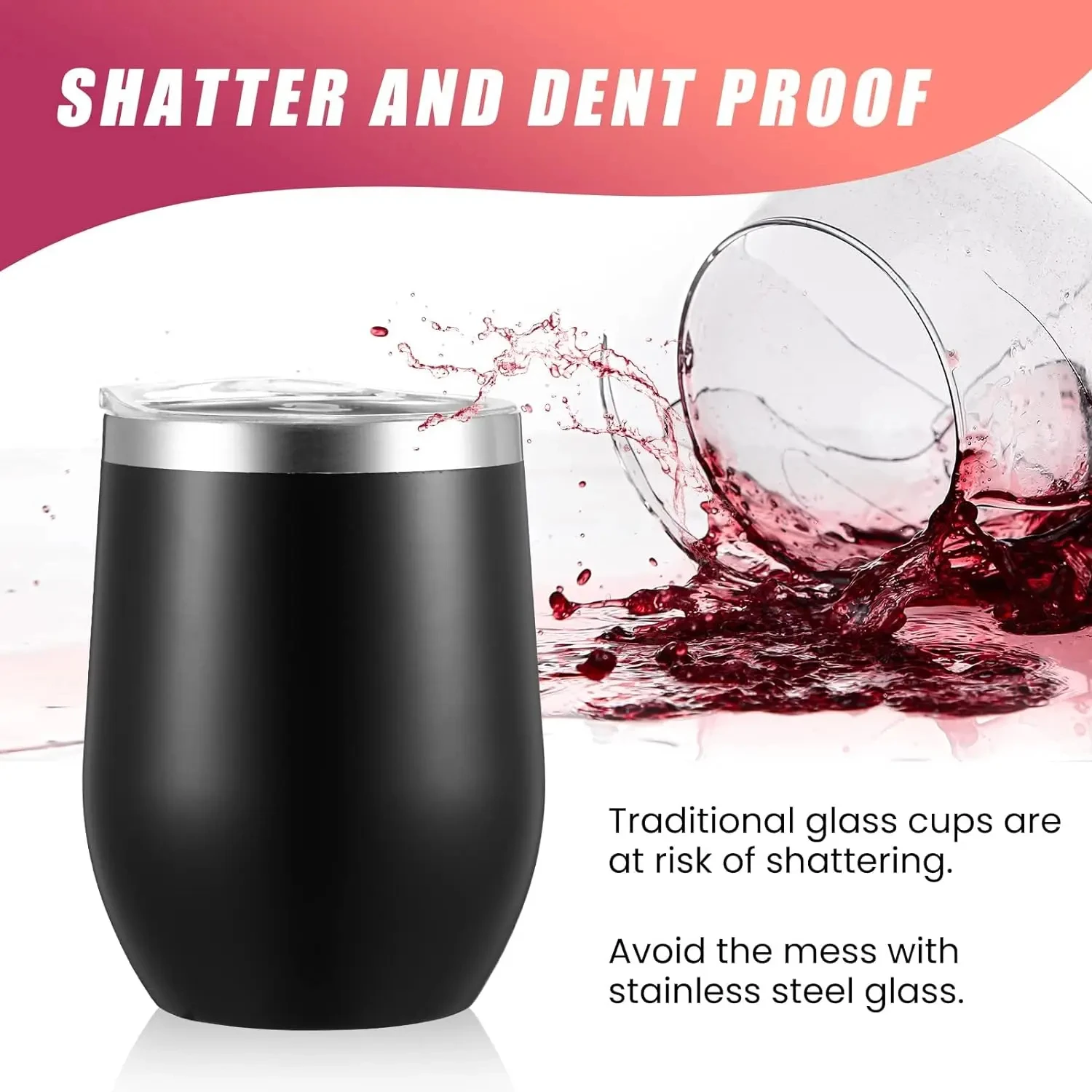 

12oz Eggshell Cup Stainless Steel Wine Tumblers Double Wall Insulated Vacuum Drinking Cup with Lids U-shaped Coffee Mug Glasses