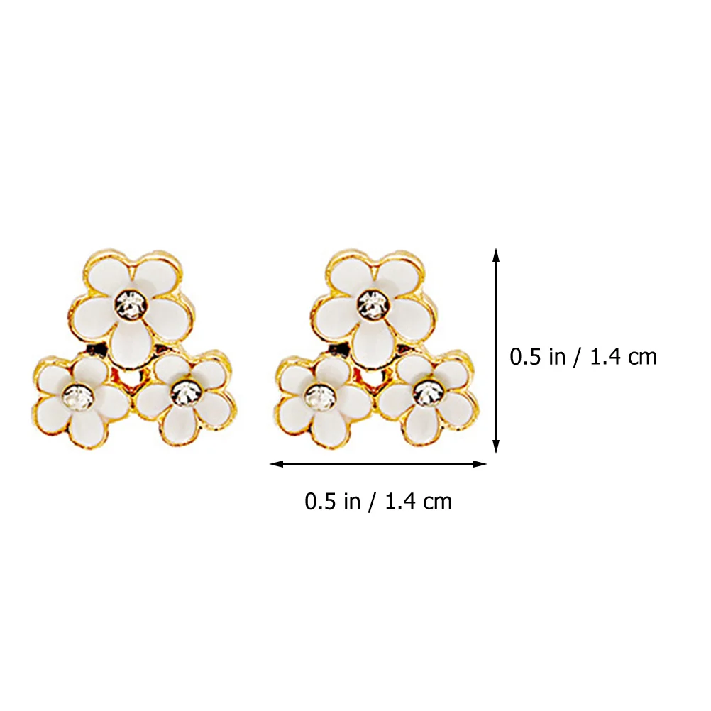 

2 Pairs White Small Flower Drop Ear Studs Fashion Zinc Alloy Earrings for Women Girls Daily Vacation Wear Gifts