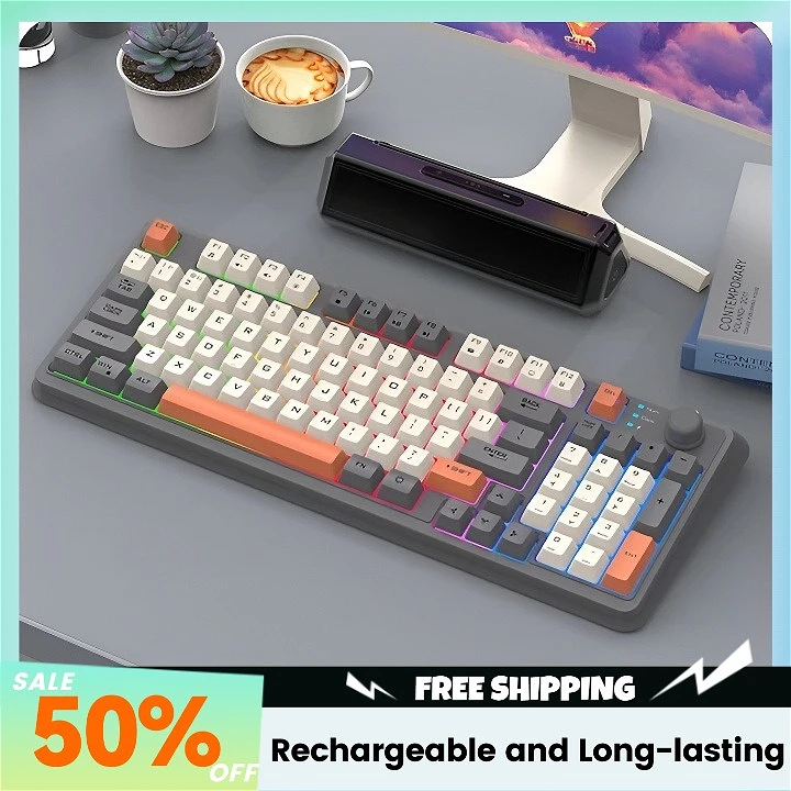 

XUNFOX K94 E-sports Game Mechanical Feel Keyboard 2.4G&Bluetooth Dual-mode Wireless Connection Rechargeable and Long-lasting RGB