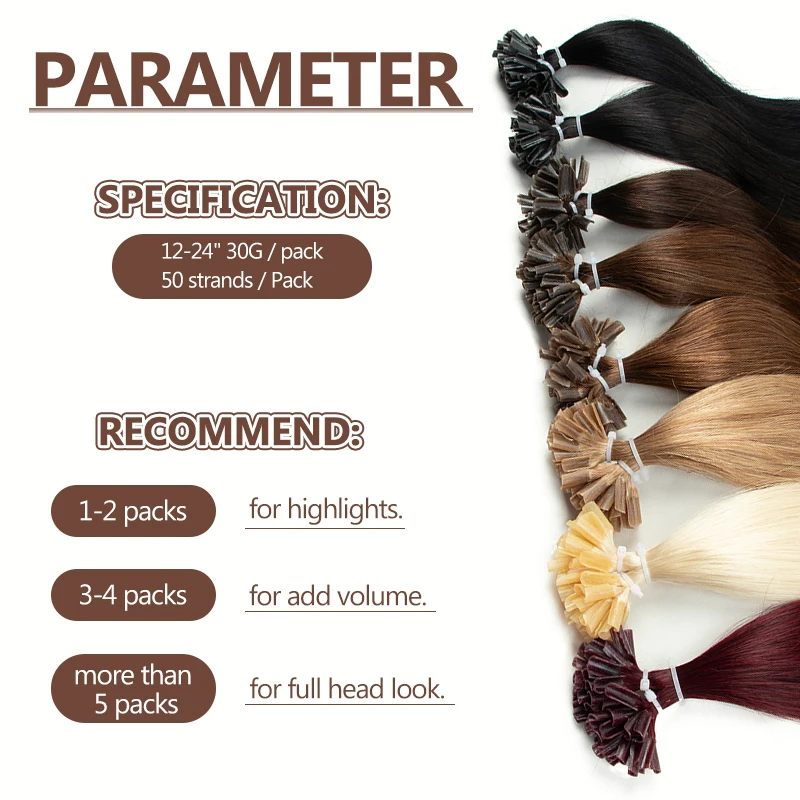 Chocolate Brown U Tip Hair Extensions Human Hair Pre Bonded Hot Fusion Keratin Nail Tipped Utips Ktip For Women 12-20inch 30g