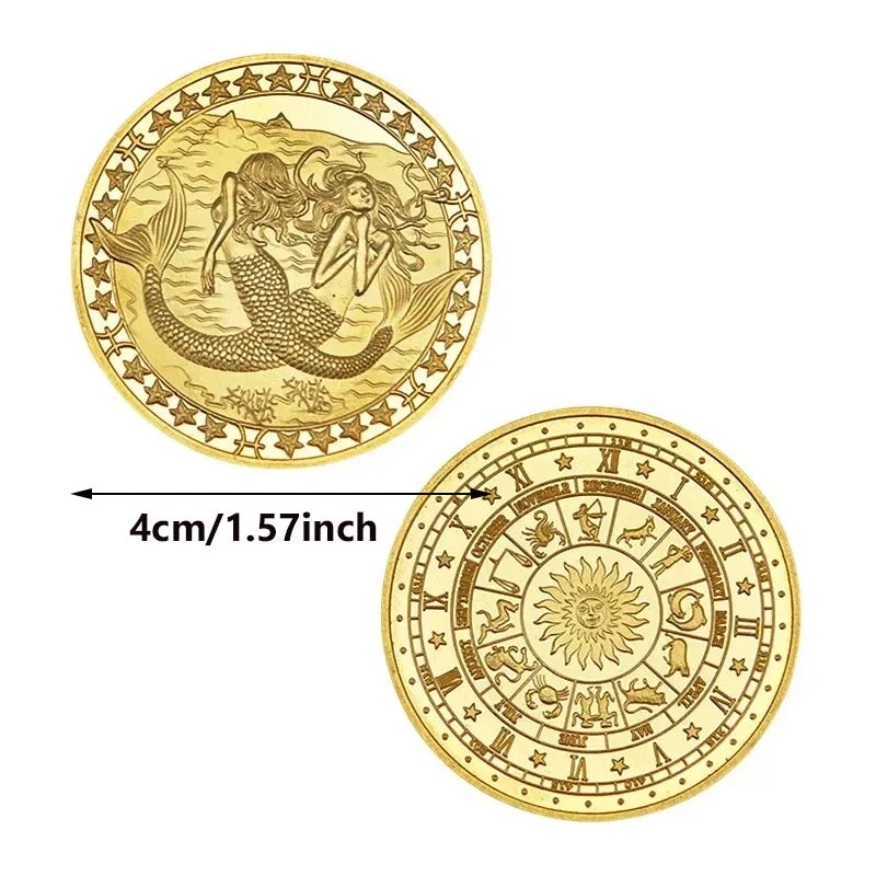 4cm Zodiac Souvenir Coin, Antique Metal Collectible Coin, Physical Collection Desktop Home Decoration Craft Ornament Gift