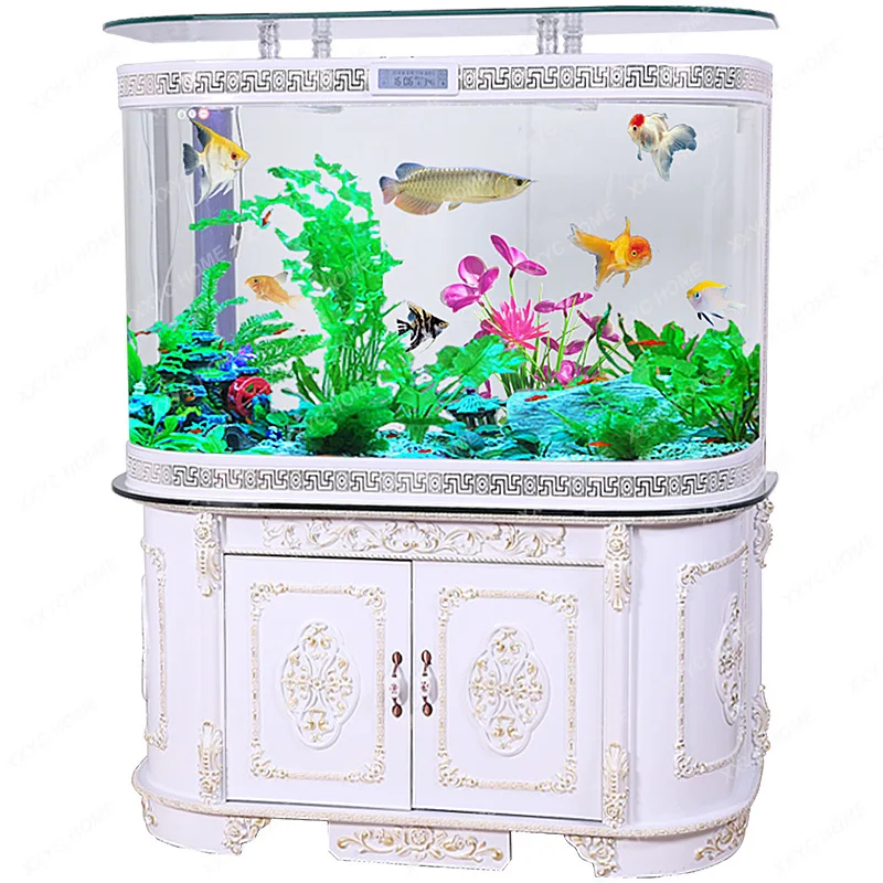 

Fish Tank Living Room Replacement-Free Aquarium 1.2 M Glass Double Circle Floor Medium and Large Living Room Home