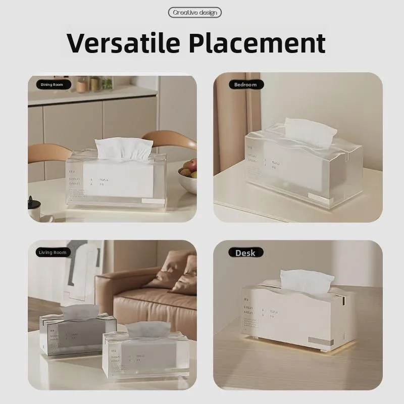 High-End Desktop Tissue Box Luxury Living Room Tea Table Spring Support Drawer Storage Box Home Decor Elegant Organizer view 3