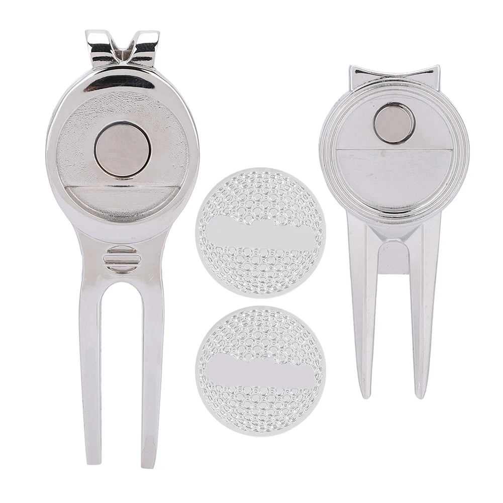 Golf Divot Repair Tool Putting Green Fork Groove Cleaner With Magnetic Golf Ball Marker Liner Clip Training Aid Golf Accessory view 3