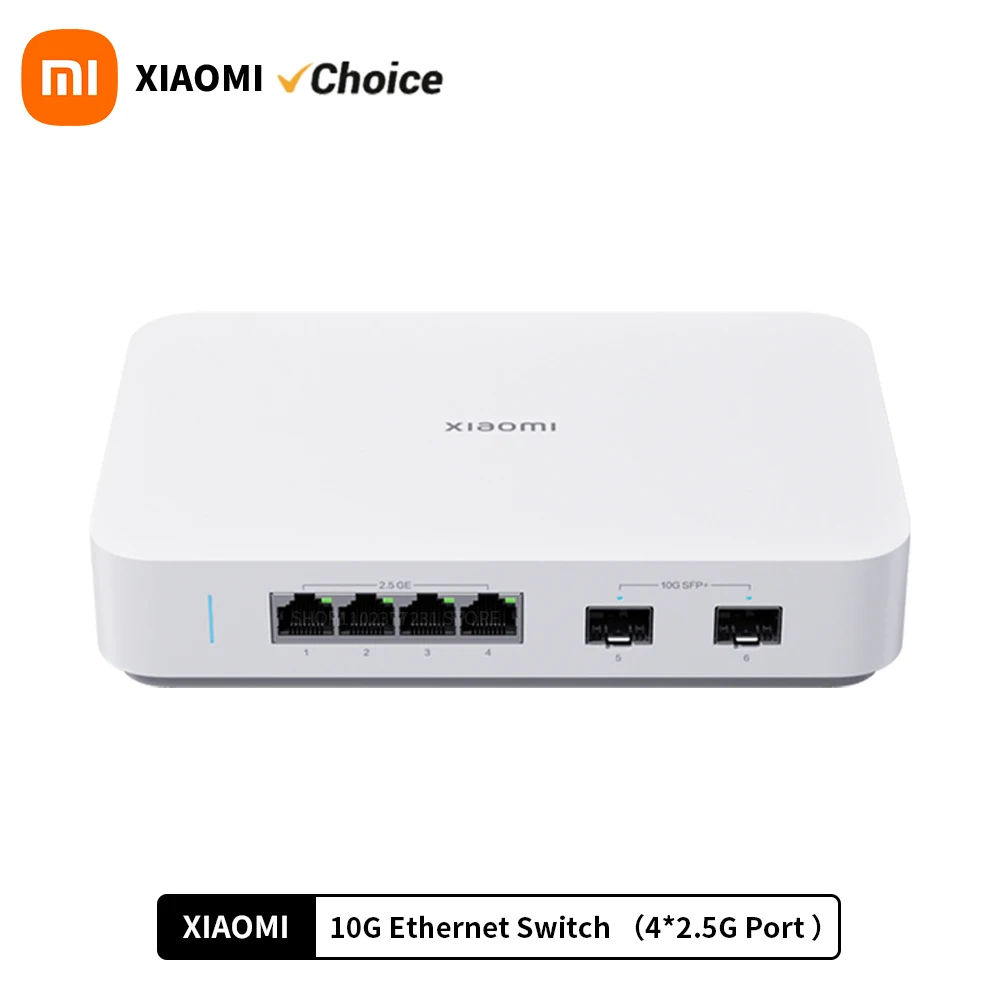 Xiaomi-mi 10gイーサネットスイッチ、ミニネットワークスイッチ、Vlanイーサネットスプリッター、lanルーター、6ポートハブ、新規、4 × 2.5g 2 × 10 gbps