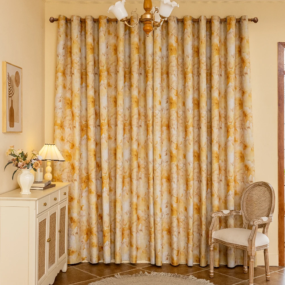 ستارة تعتيم مطبوعة بالزهور الصفراء من LEEJOOM لغرفة النوم وغرفة المعيشة والمنزل قطعة واحدة #3