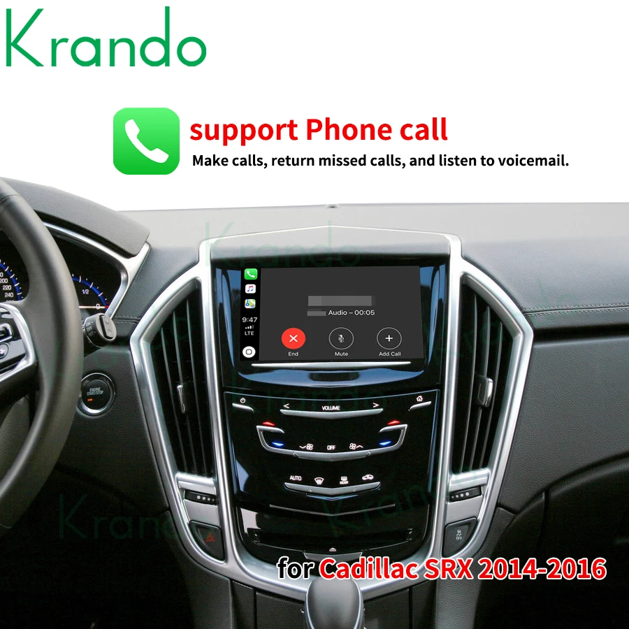 Krando Wireless Apple CarPlay Android Auto Interface Box For Cadillac ATS CTS XTS XT5 SRX Escalade 2014-2019 CUE System Upgrade