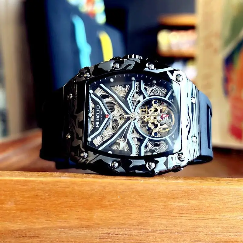 ساعة مجوفة للرجال ميكانيكية أوتوماتيكية توربيون ساعة مضيئة مقاومة للماء