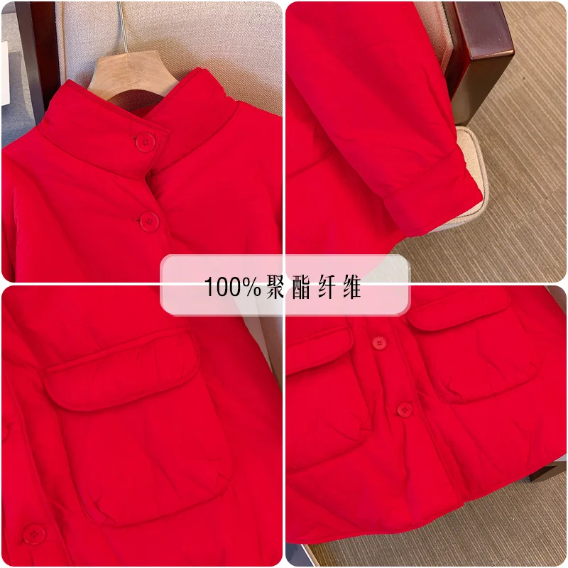 160Kg Plus Size Women's Bust 166 Winter Warm Thickened Jacket Long Sleeve Cotton Padded Coat Red Yellow 6XL 7XL 8XL 9XL 10XL