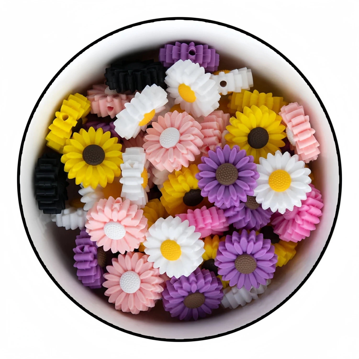 5/8pcs Silicone Focal Beads for Pens, 22mm Sunflower Silicone Beads,8pcs Daisy Silicone Focal Beads, Silicone Shaped Beads for K