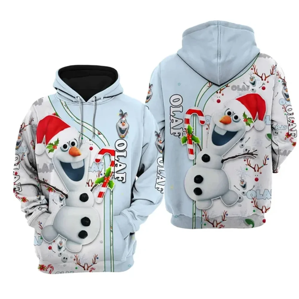 

2024 Disney Frozen Olaf 3D Print Hoodie Men's Women's Casual Sweatshirt Zipper Hoodie Harajuku Streetwear Kids Pullover Hoodie