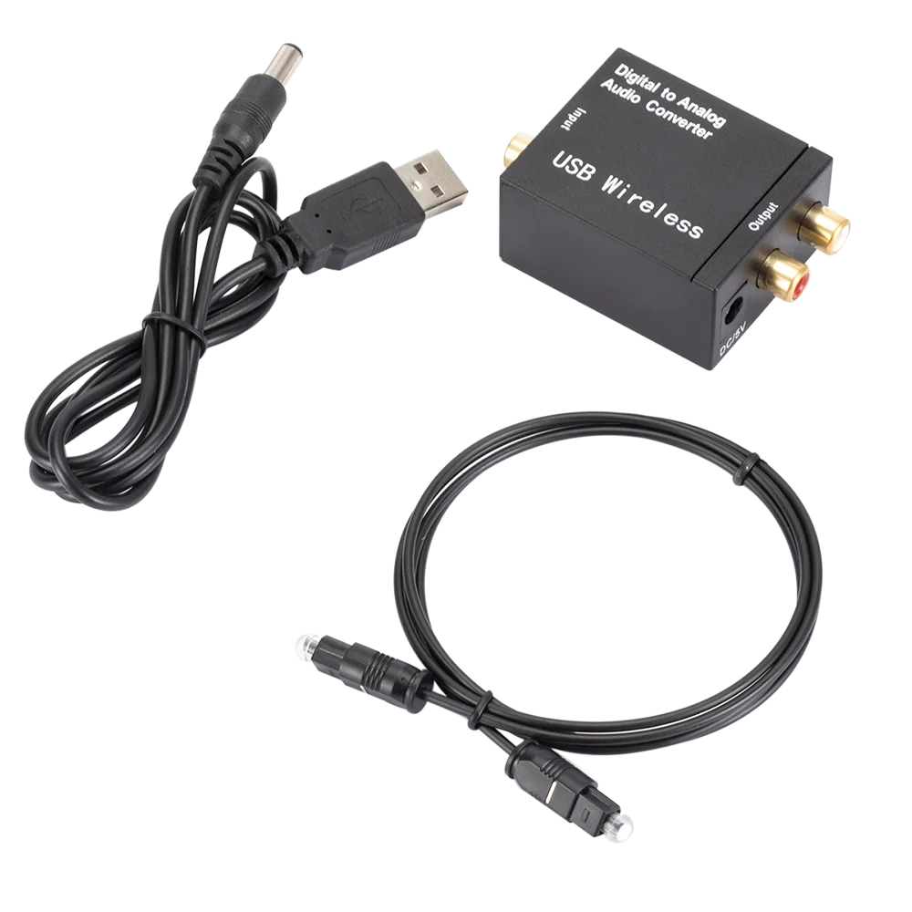 Digital to Analog Audio Converter Bluetooth-Compatible Optical Fiber Toslink Coaxial Signal to RCA R/L Audio Decoder SPDIF DAC