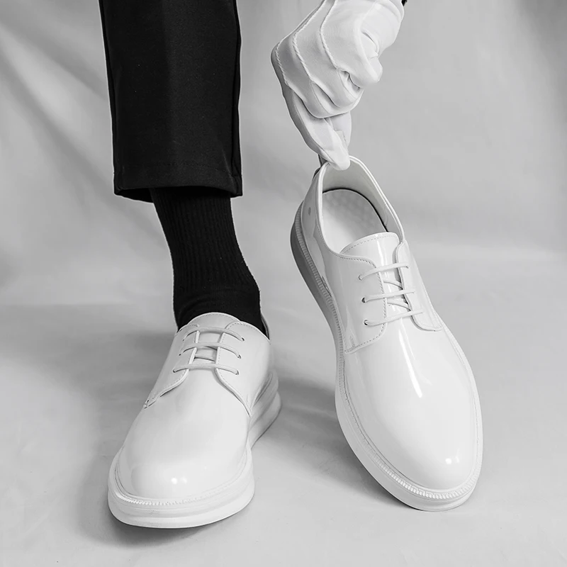 White Classic Office Men Shoes Wedding Men Formal Shoes Luxury Fashion Groom Wedding Shoes Men Oxford Shoes Dress Leather Shoes