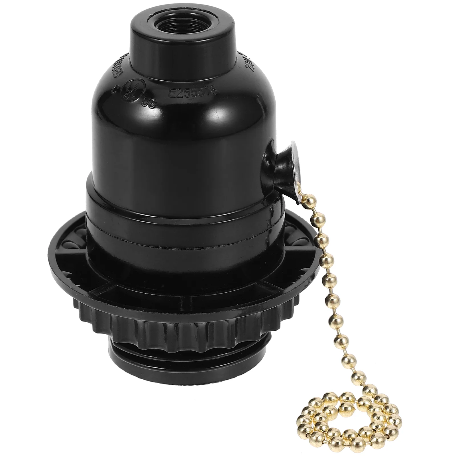 

Plastic Lamp Bases Adapter E27 Light Bulb Lamp Holder Pendant Screw Socket Vintage with Pull Zipper (Black)