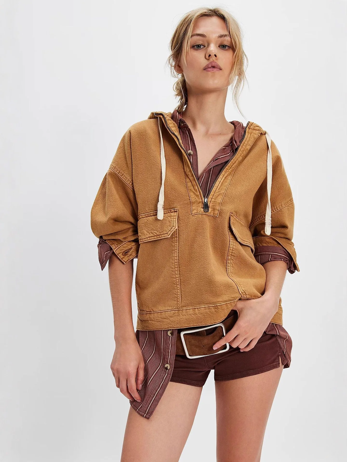 

Women's Loose Casual Hooded Long Sleeve Top Autumn 2026 Fashion Laundry Cowboy Style
