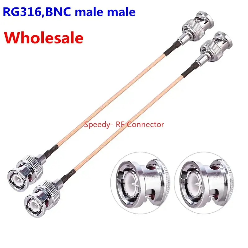 

Wholesale RG316 Q9 BNC Male To BNC Male Plug Connector RF Pigtail Coaxial Jumper Cable RG316 Low Loss 50 Ohm Fast Delivery