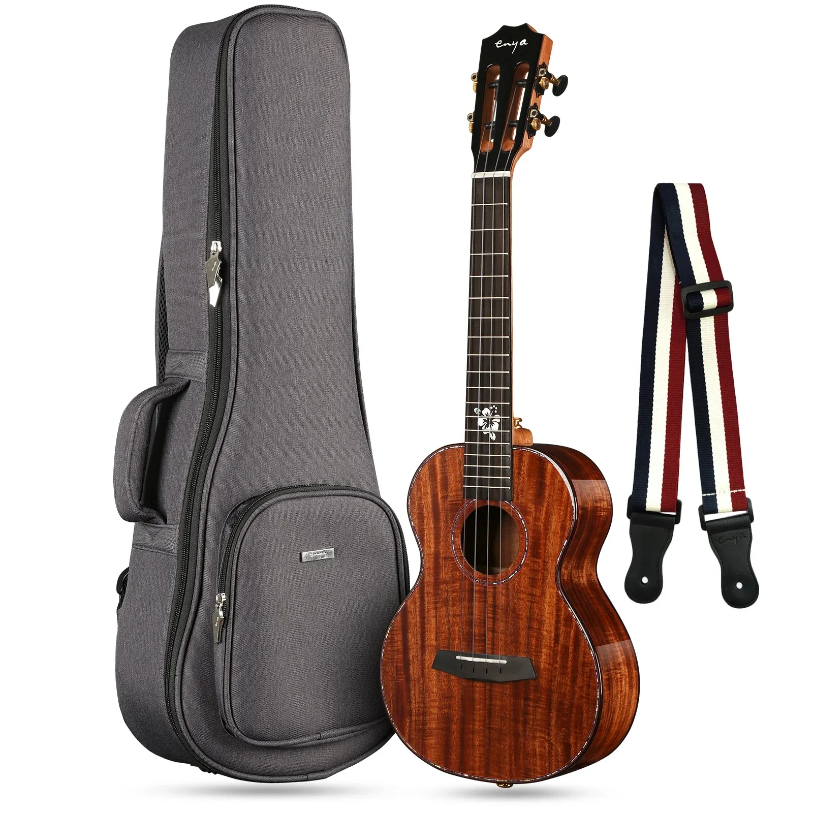 Enya EUT-K5 26 Inch Acacia Ukulele Concert Tenor All Solid Gloss Hawaii for Professional Player Gig Bag Strap Mini Uku Ukulele