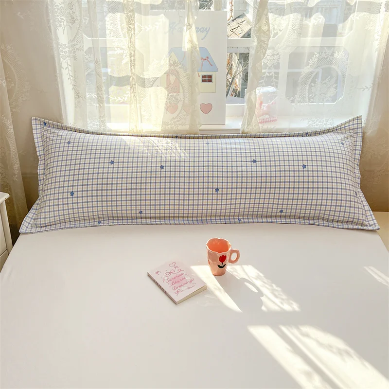

1 шт. пастельная клетчатая длинная наволочка из мягкого дышащего хлопка, всесезонная, для уютного дома