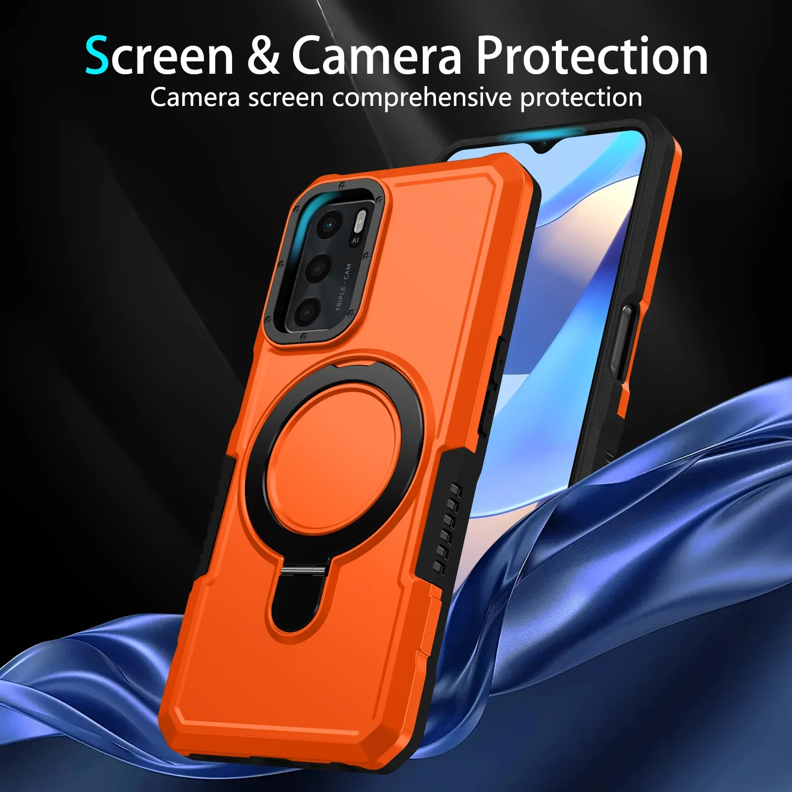 Shockproof Adjustable Rotated Ring Stand Case For OPPO A78 A58 A38 A18 A77 A57 A74 A54 A15 A16 A17 S K E 4G 5G