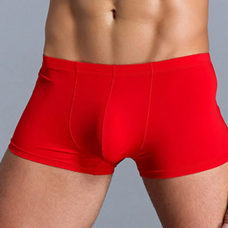 

1pc Sexy Men's Ultrathin Ice Silk Breathable Bulge Pouch Underwear Boxers Shorts Comfortable Skin Friendly Man Panties