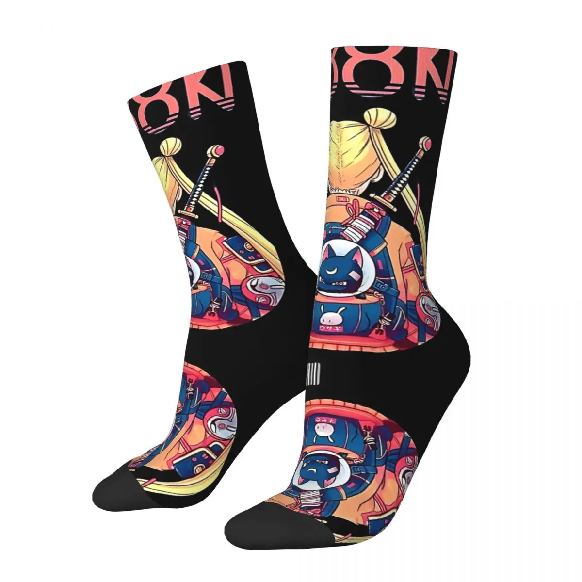 Vintage Comic Men's compression Socks Unisex S-Sailor Moon Street Style Seamless Printed Funny Novelty Happy Crew Sock Boys Gift