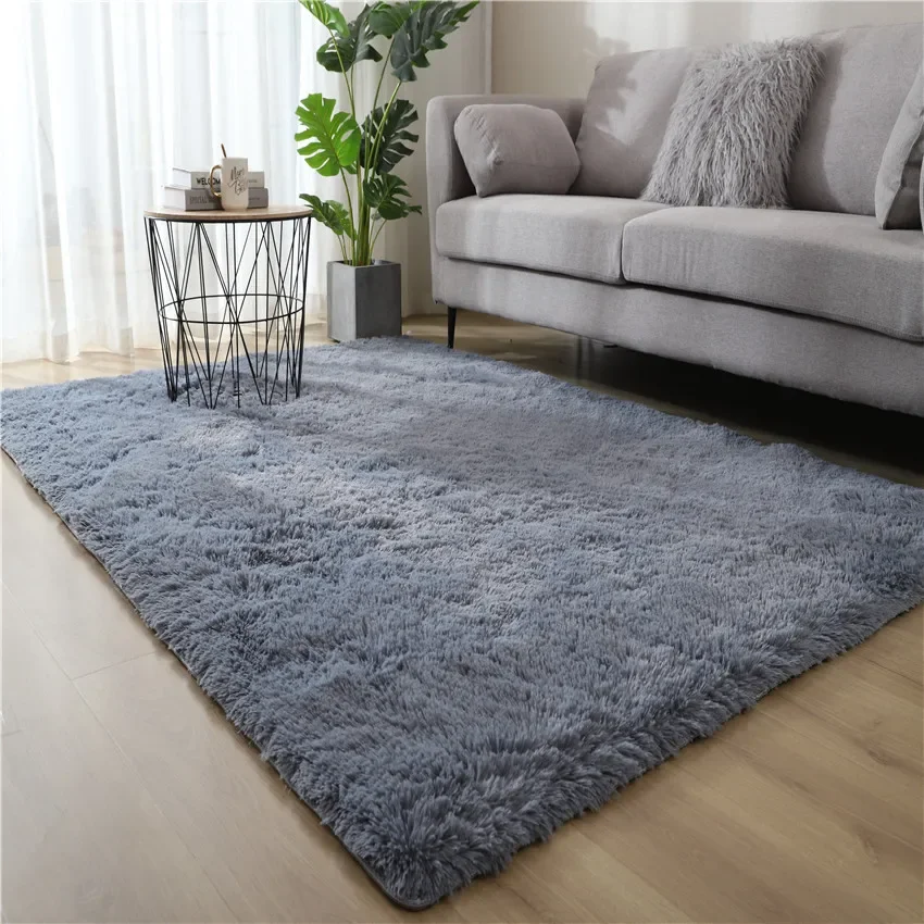 

4.5cm Long Wool Silk Carpet Living Room Plush Rug Bed Room Floor Fluffy Mats Anti-slip Home Decor Rugs Soft Velvet Carpets