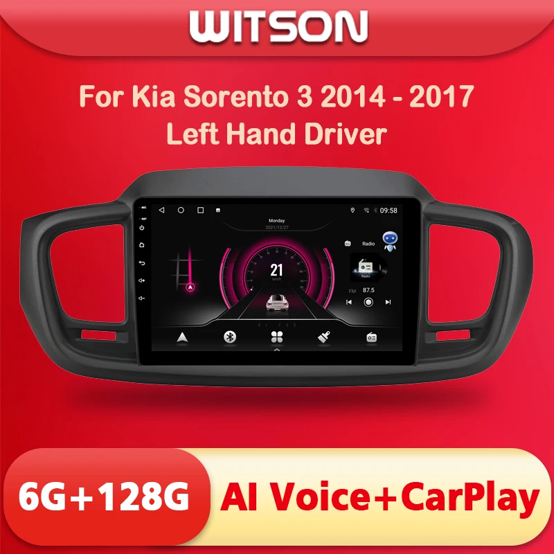 

WITSON AI VOICE Android 11 Car Radio Multimedia For Kia Sorento 3 2014 - 2017 Left Hand Driver Wireless CarPlay 4G Modem