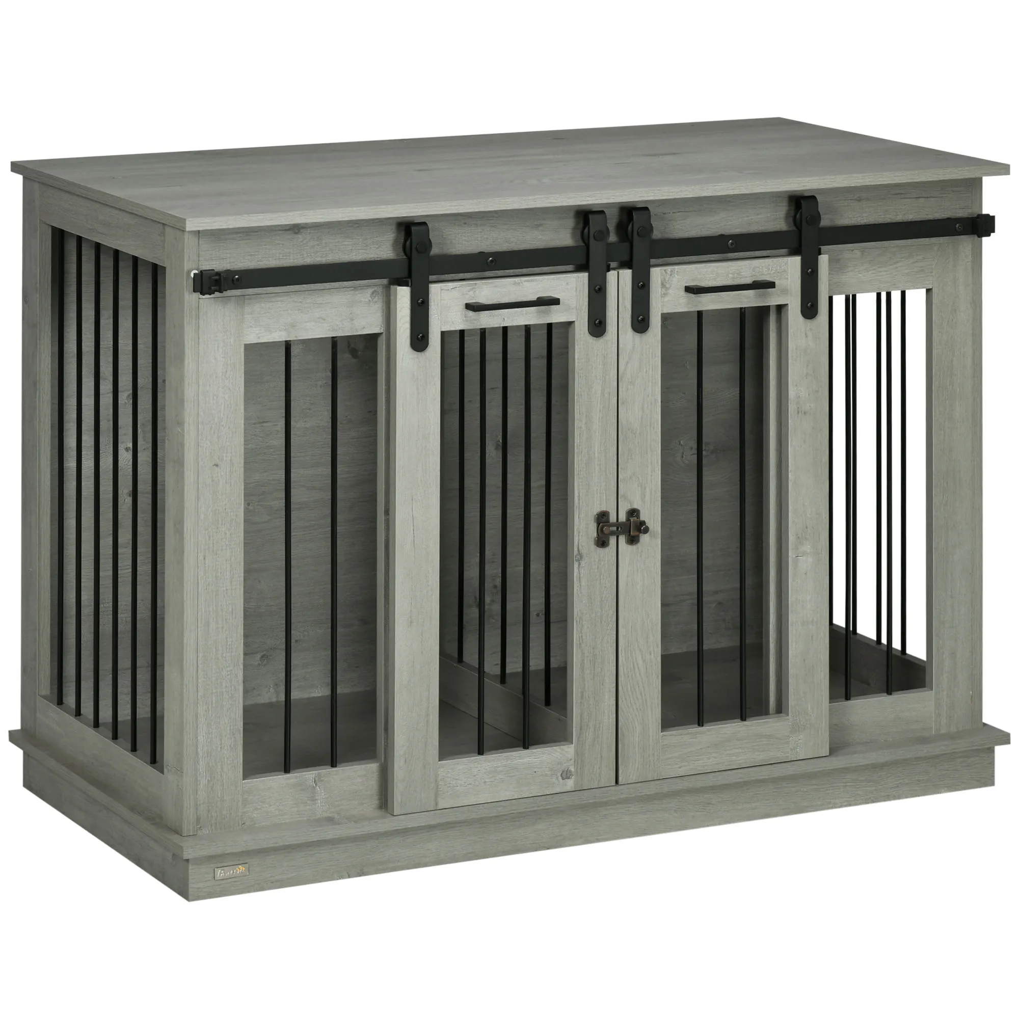 

Dog Crate Furniture with Divider, Dog Crate End Table for Small to Large Dogs, Large Indoor Dog Kennel with Double Doors, Gray