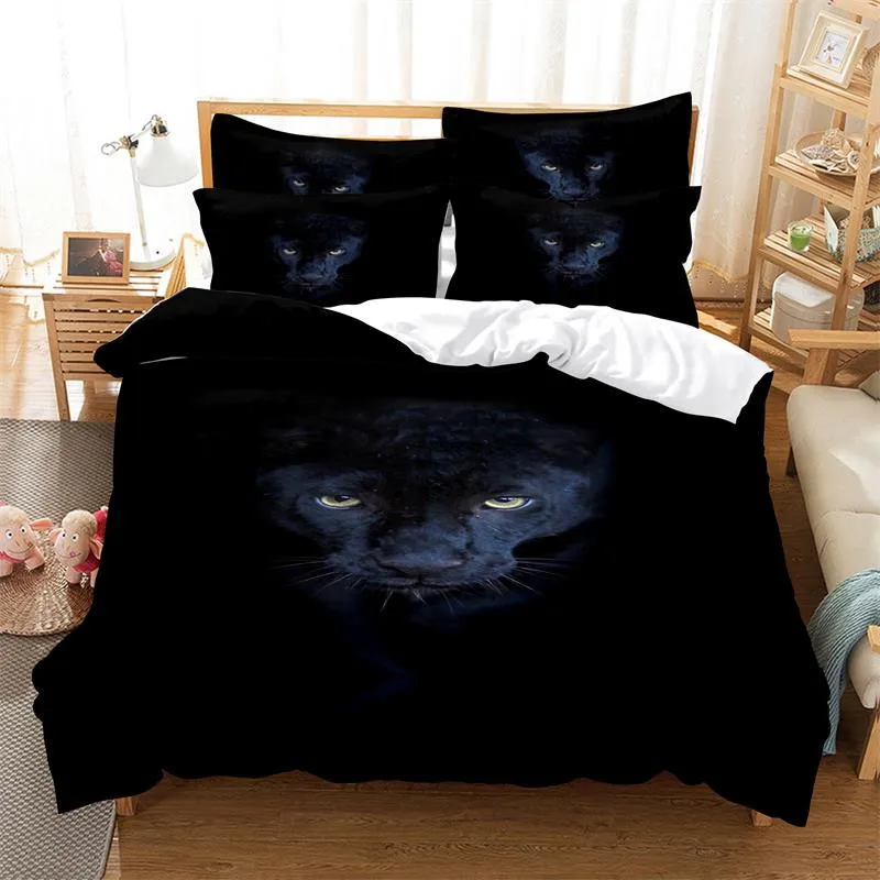 

2 - 3 Piece 3D Digital - Printed Panther - Patterned Bed Linen Set, New Products! Fashion Design Duvet Cover with Pillowcases