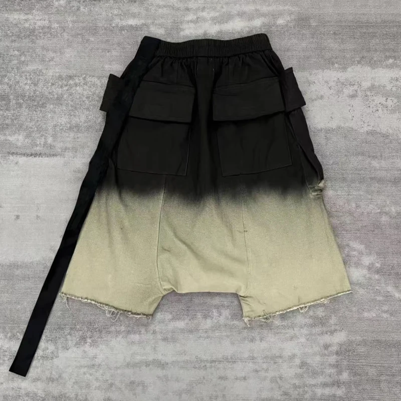 هاي ستريت الرجال السراويل أبيض وأسود التدرج تصميم السراويل للرجل أوينز الركبة طول الرباط ملابس للرجال