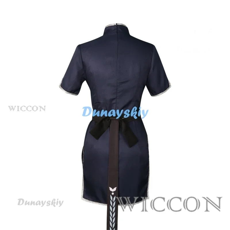 Anime Blue Archive Cosplay Sunohara Shun Chilhood Cosplay Suit Dark Blue Cheongsam Dress Hairpins Women Halloween Roleplay