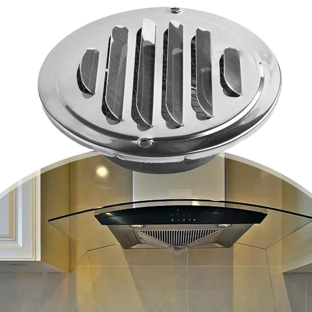 

Hood Rain Cover Stainless Steel Vent 14.5cm/5.7inch 1pcs 9.8cm/3.85inch Louvre Air Vents Range Replacement Silver