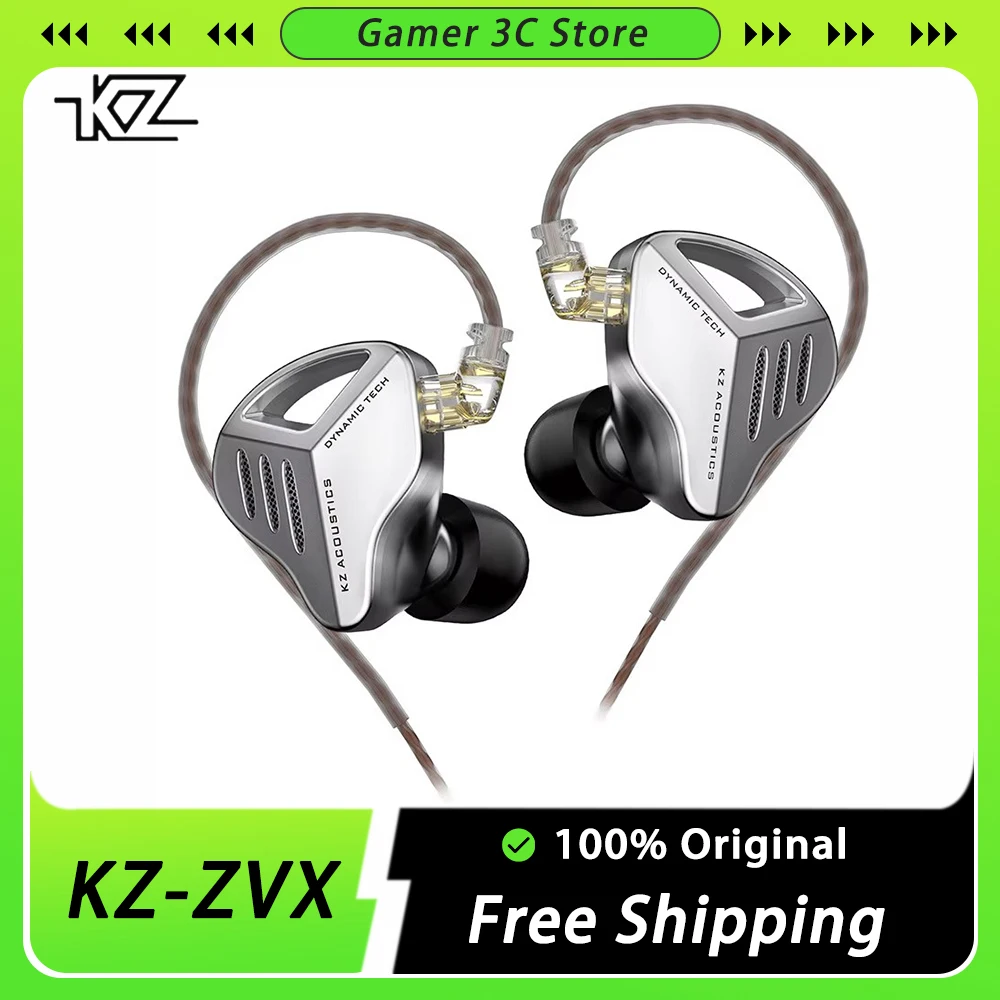 KZ ZVX Earphones Moving Coil In Ear HIFI Monitoring Headphones Motion Noise Reduction Bass Wired Game Headset Customized Gifts