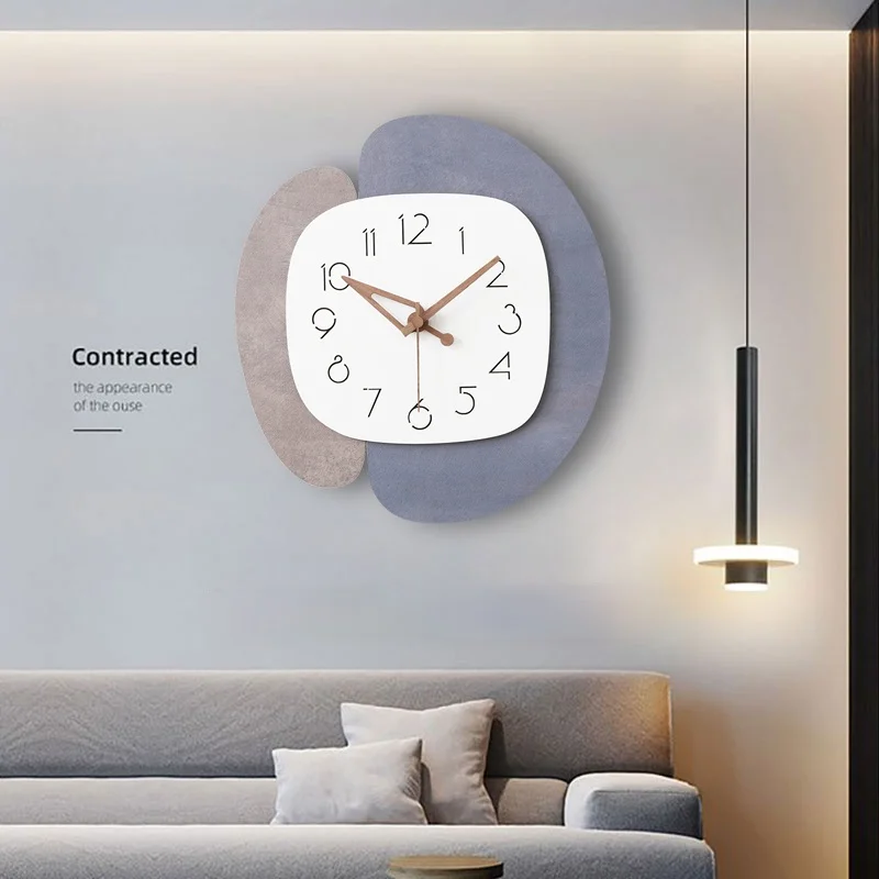 NEW Modern minimalist mute wall clock punch-free atmosphere Nordic living room hanging home watch