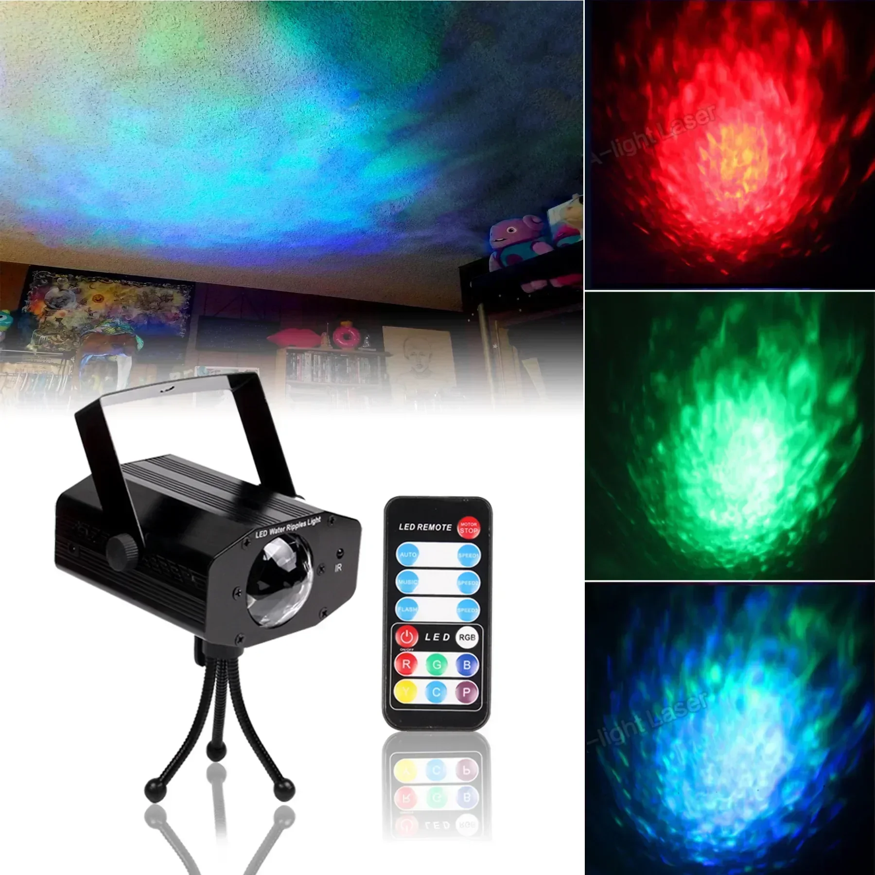 

LED Water Pattern Light Projection Spotlight Atmosphere Pattern Starry Sky Stage Festival Entertainment Lighting Effect Lamp