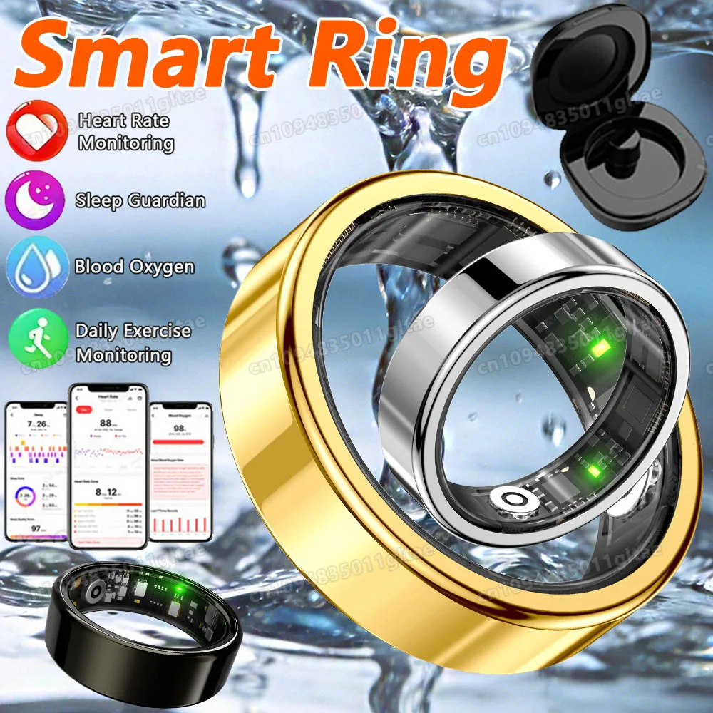 

2026 Smart Ring Blood Pressure Heart Rate Sleep Monitoring Smartring IP68 & 5ATM Waterproof Multi-sport Mode Smartring Man Women