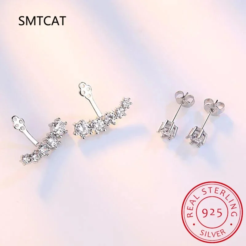 New Stud Earrings 5mm D Color Moissanite Drop for Women Real 925 Silver Piercing Jewelry Certificate Front and Back Dual Purpose