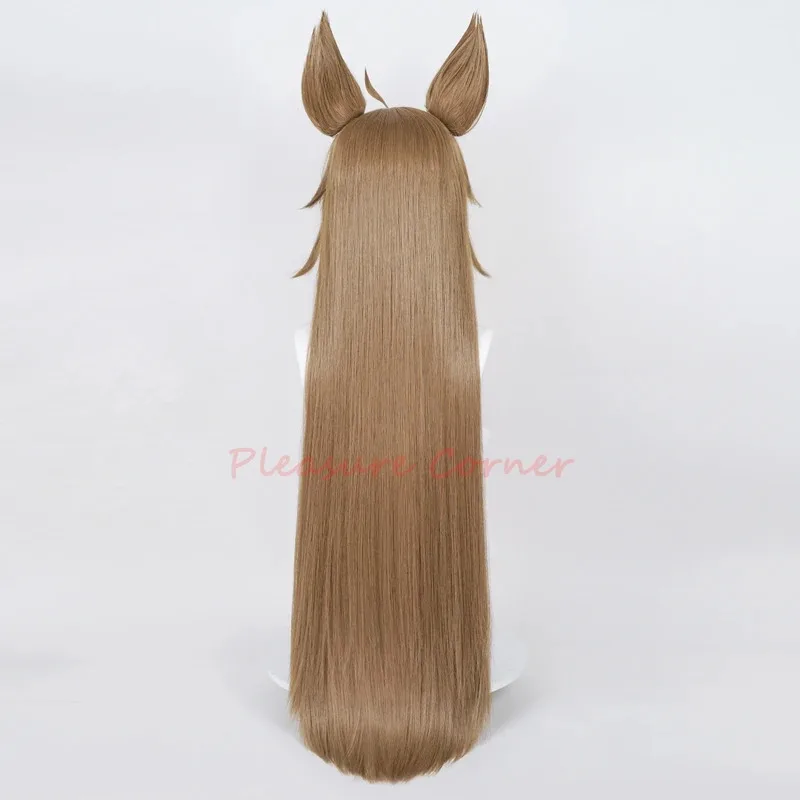 qq023Genshin Impact Miss Hina Gradient Synthetic Heat Resistant Ms. Gorou Cosplay Wig With Plush ears