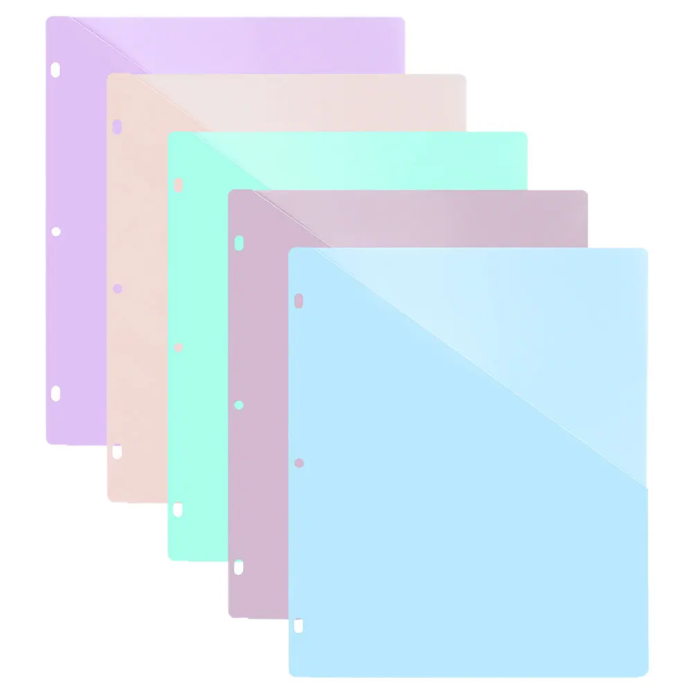 

5 Sheets 3-hole Information Bag Document Filing Bags Binder Pocket Folders Pouches Loose Leaf File Punch