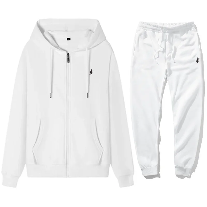 Spring and winter new classic brand men's and women's zipper hoodie and pants set sports fitness jogging casual two-piece set