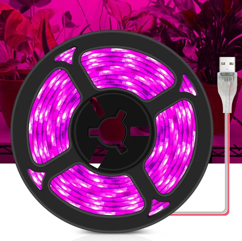 Tira de luz LED de espectro completo para cultivo, lámpara Phyto LED de 0,5 m, 1m, 2m, 2835 Chip para plantas, flores, invernadero hidropónico