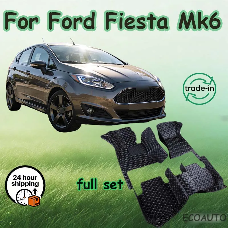 Car Floor Mats For Ford Fiesta Mk6 Mark VI Mk7 WS WT WZ 2009~2016 Anti-dirt Pads Car Carpet Non-slip Auto Rug Car Accessories