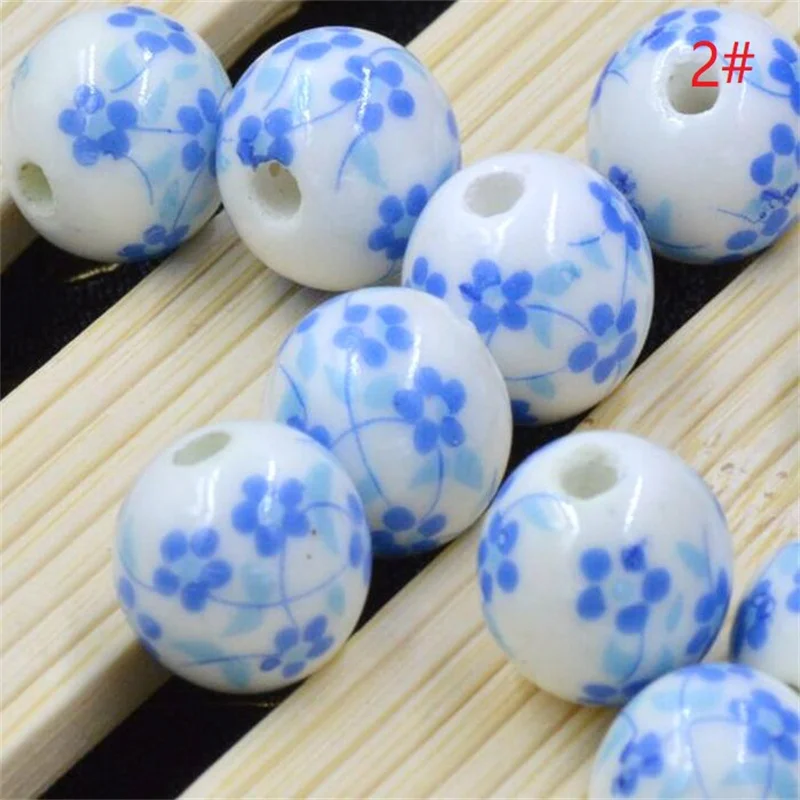 20pcs Round Millefiore Ceramic Beads Flower Bead 8 10 12mm Big Hole Porcelain Loose Bead Diy Earring Jewelry Findings Handmade