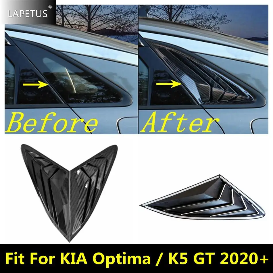 

Rear Side Vents Triangle Window Shutters Louver Decor Cover Trim For KIA Optima / K5 GT 2020 - 2022 Carbon Fiber Car Accessories