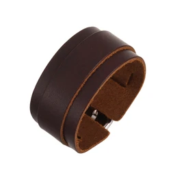 2024 Trend Jewelry Handmade Weave Genuine Leather Bracelet Men Charm Cuff Wide Leather Bracelet Pulsera Hombre