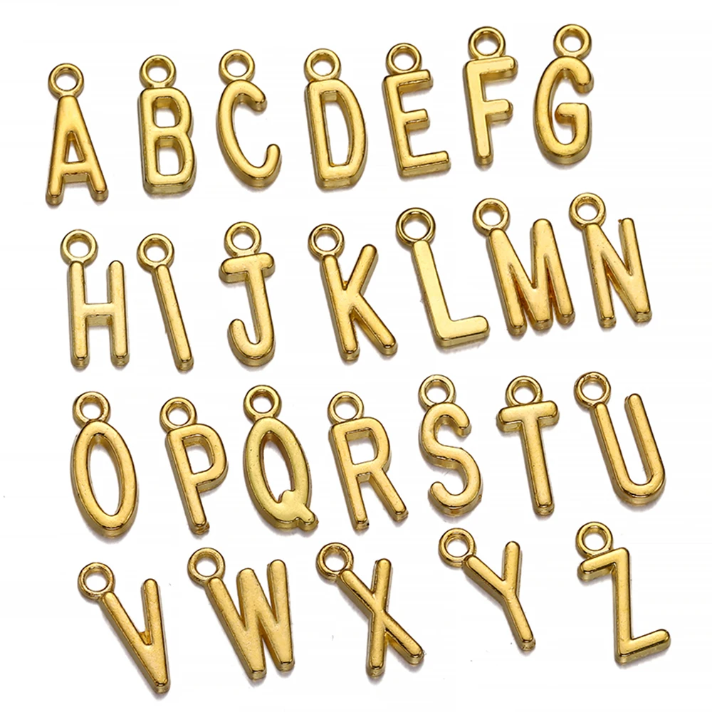 26/30Pcs 7x16mm Vintage Alloy Alphabet A-Z Letters Charms Handmade Pendant for DIY Bracelet Necklace Jewelry Making Accessories