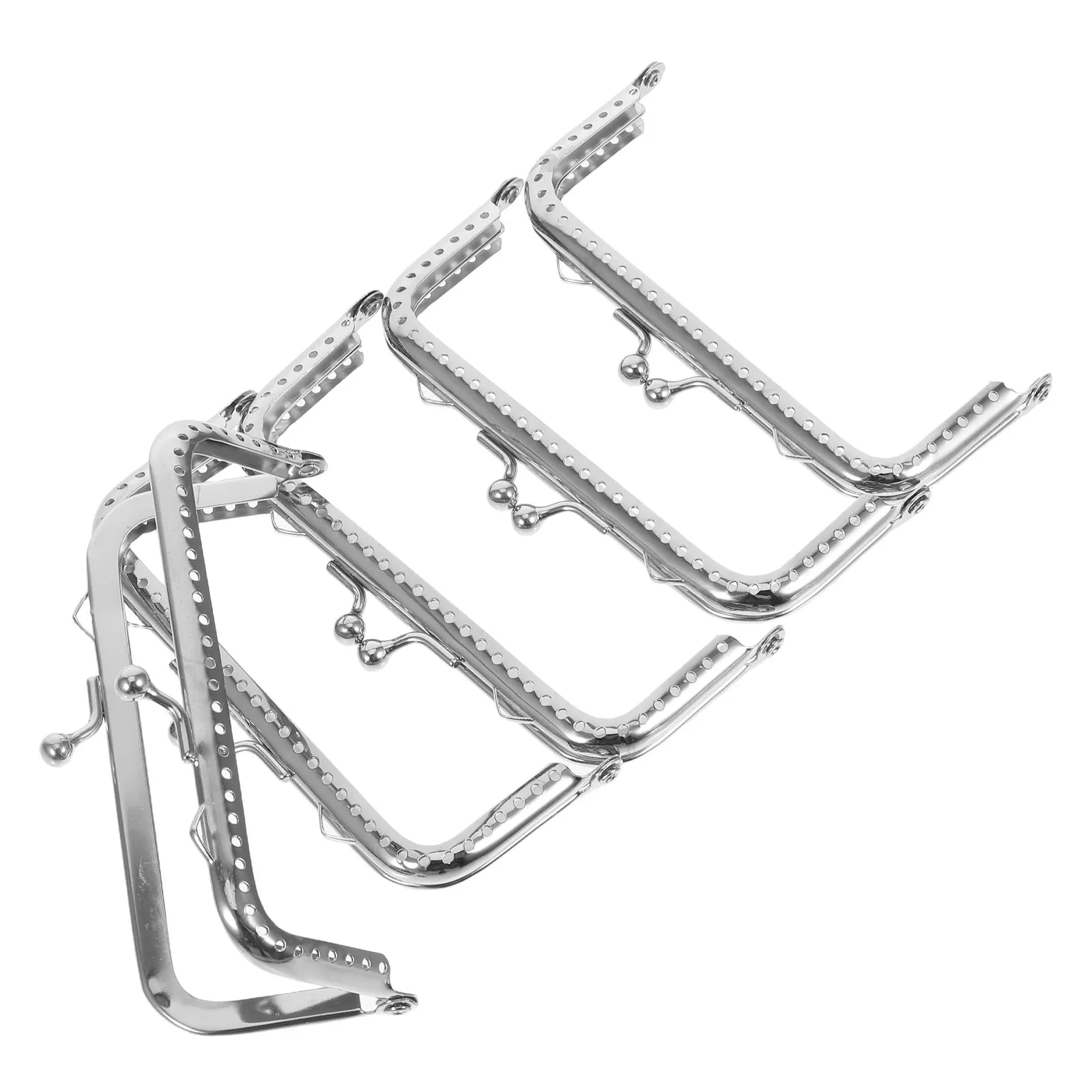 5Pcs 10.5cm Square Metal Purse Frame with Polished Surface Smooth Beads Rust Resistant Wallet Buckle for DIY Handbag Clutch